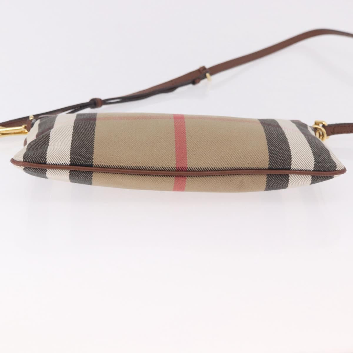 BURBERRY Nova Check Shoulder Bag Canvas Beige Gold Auth ka5033A