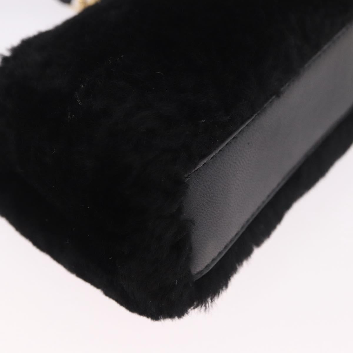 FENDI Micro Peek A Boo Hand Bag Shearing Black Gold Auth ka5035M