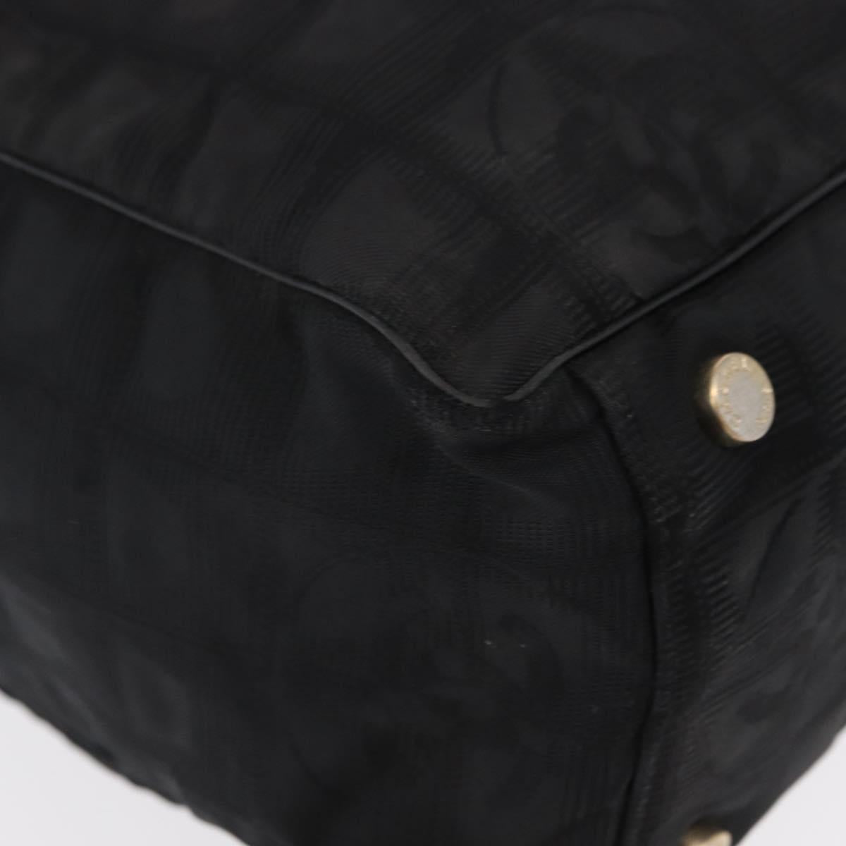 CHANEL New Travel Line Tote Bag Nylon Black gold CC Auth ka504