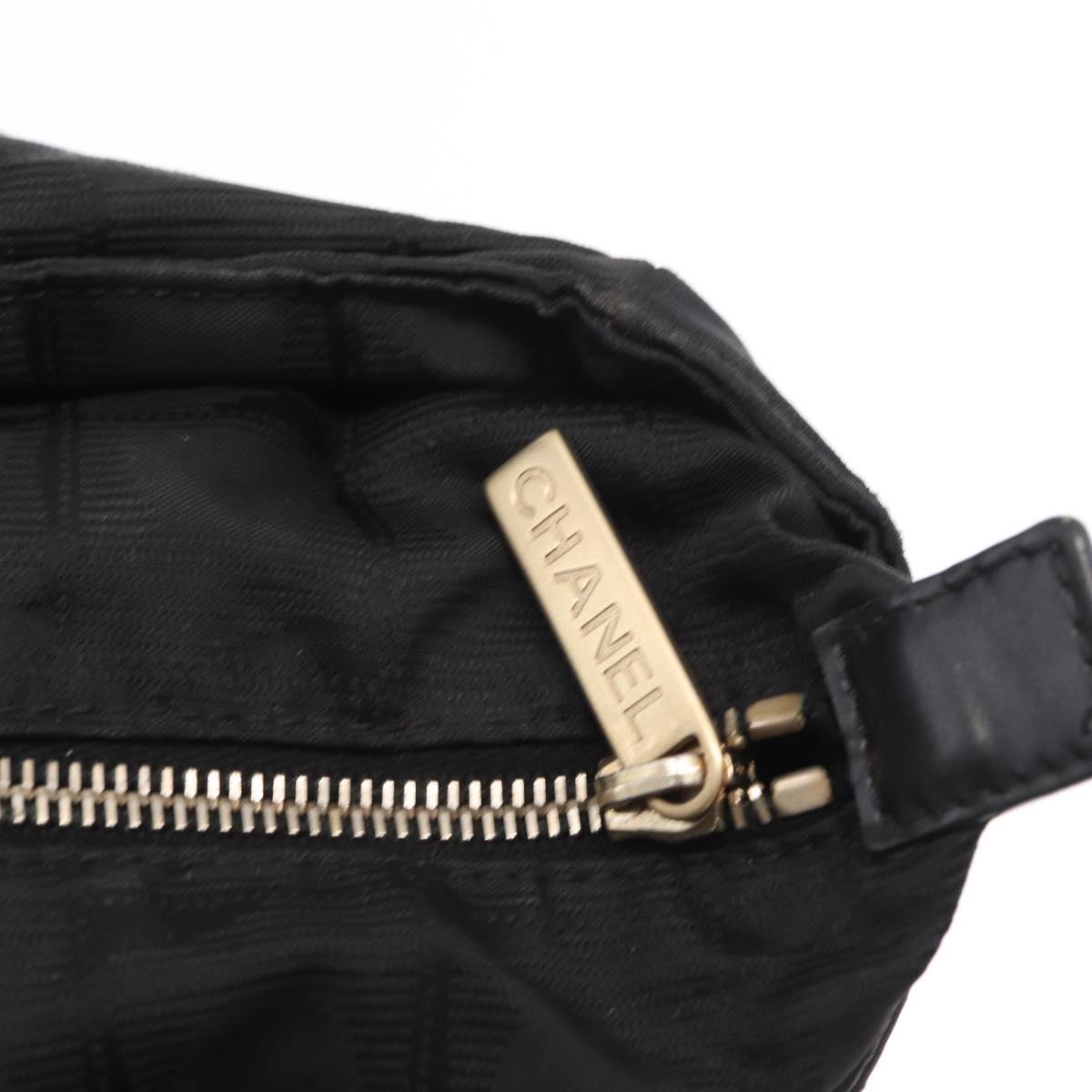 CHANEL New Travel Line Tote Bag Nylon Black gold CC Auth ka504