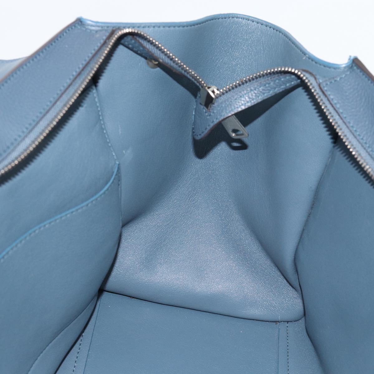 CELINE Trapeze Hand Bag Suede Leather 2way Blue Gold Auth ka5040