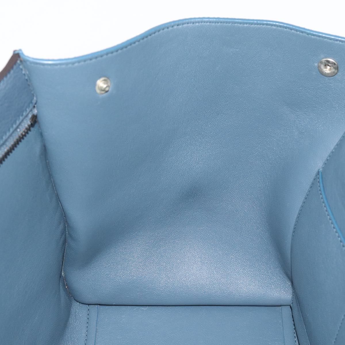 CELINE Trapeze Hand Bag Suede Leather 2way Blue Gold Auth ka5040