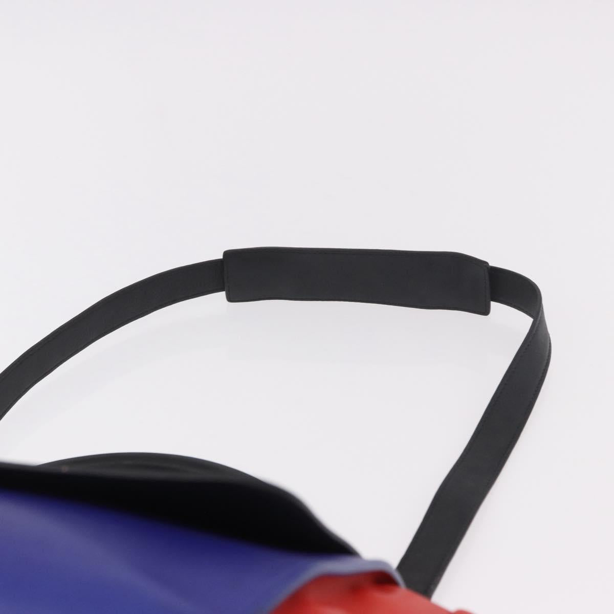 CELINE Trapeze Hand Bag Leather 2way Red Black Auth ka5041A