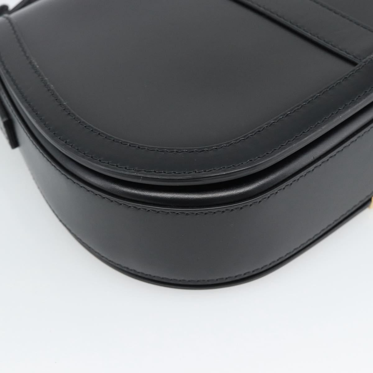 VERSACE Shoulder Bag Leather Black Gold Auth ka5043SAM