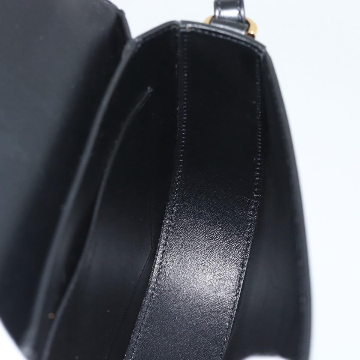 VERSACE Shoulder Bag Leather Black Gold Auth ka5043SAM