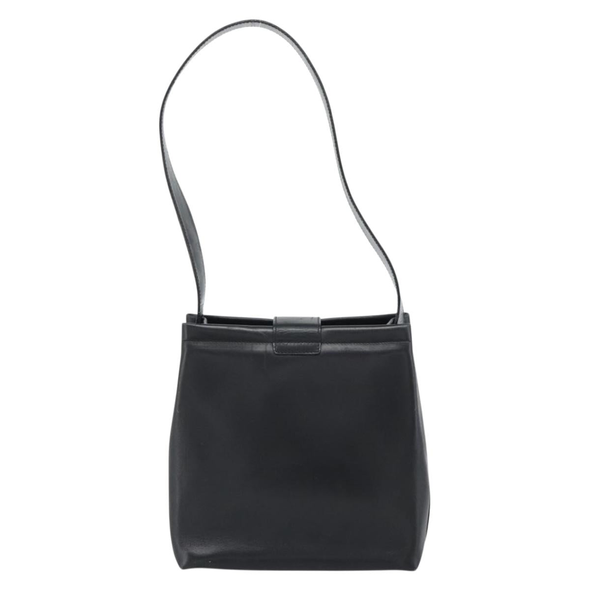 Salvatore Ferragamo Vala Shoulder Bag Leather Black Gold Auth ka5045