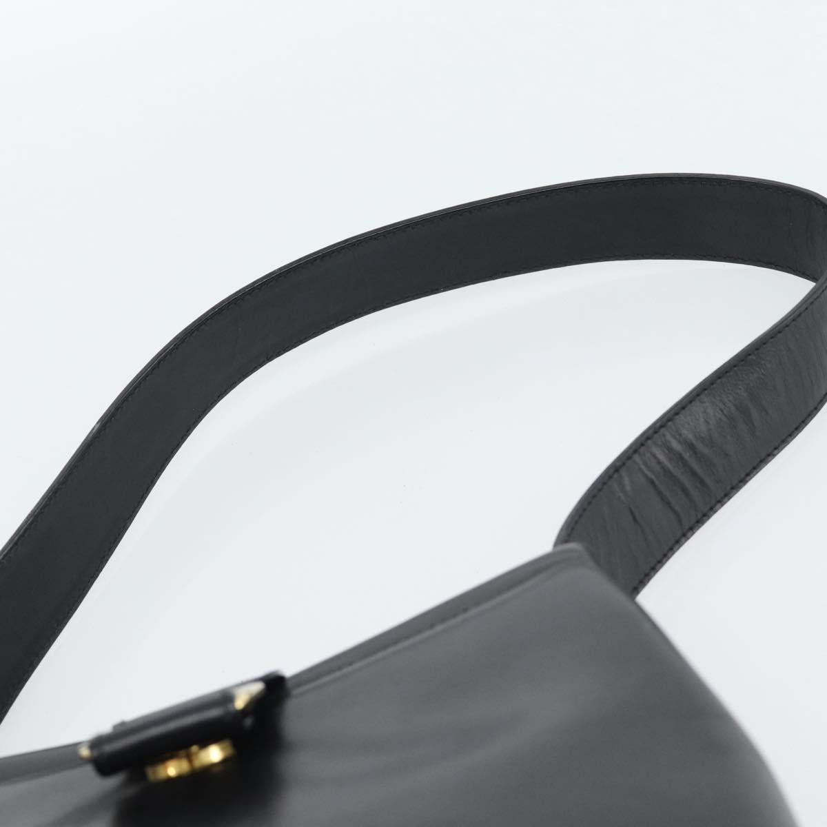Salvatore Ferragamo Vala Shoulder Bag Leather Black Gold Auth ka5045