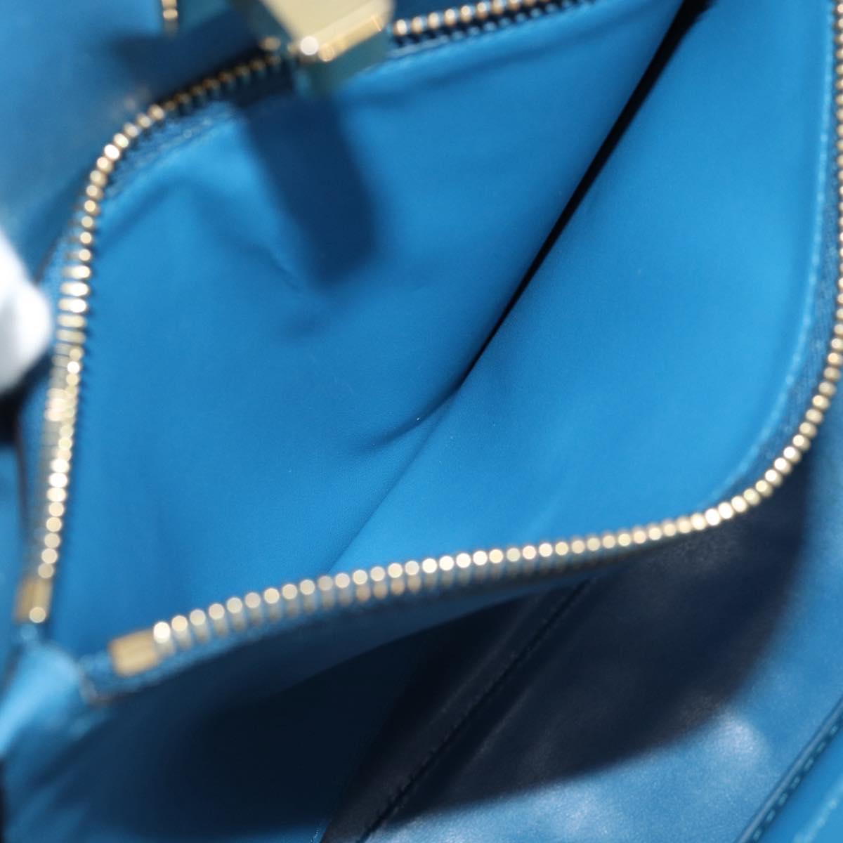 Salvatore Ferragamo Gancini Hand Bag Leather 2way Blue Gold Auth ka5047A