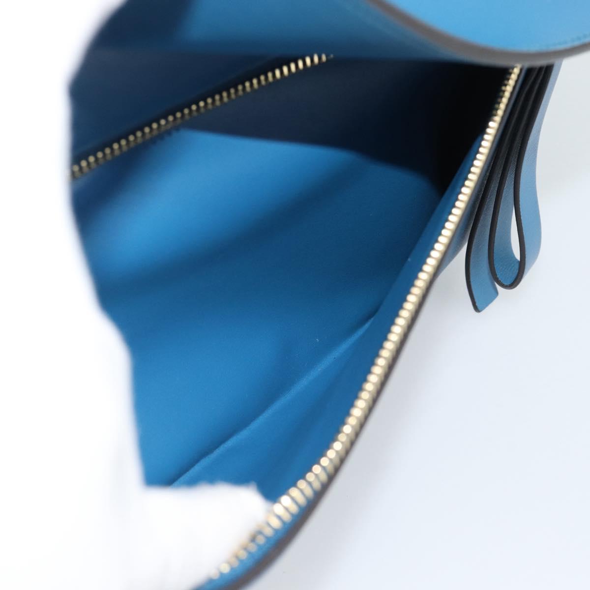 Salvatore Ferragamo Gancini Hand Bag Leather 2way Blue Gold Auth ka5047A