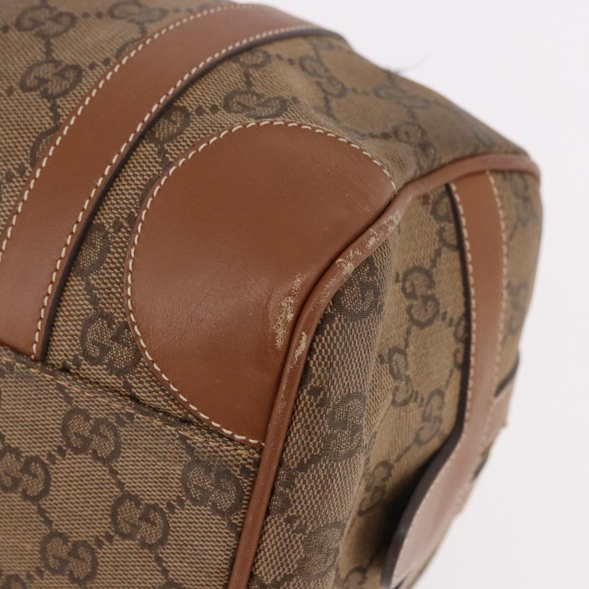 GUCCI GG Canvas Boston Bag Beige Gold Auth ka5051