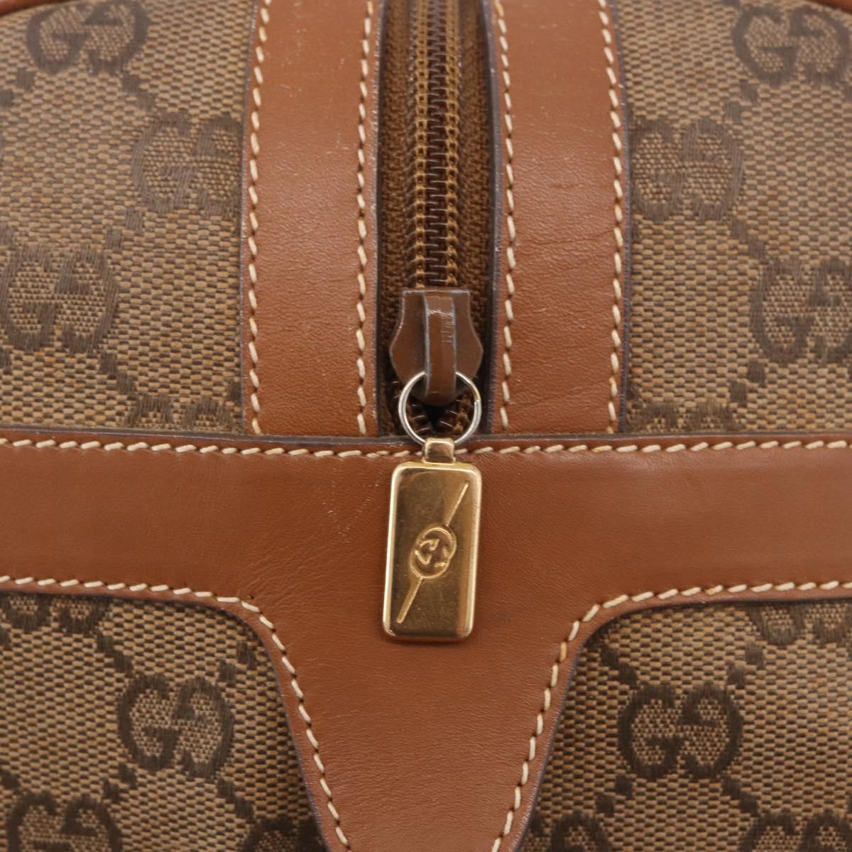 GUCCI GG Canvas Boston Bag Beige Gold Auth ka5051