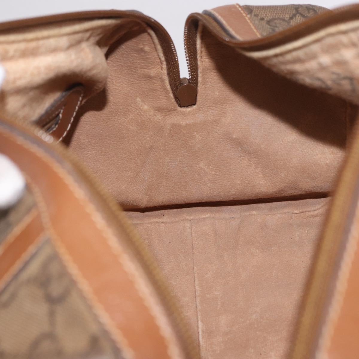 GUCCI GG Canvas Boston Bag Beige Gold Auth ka5051