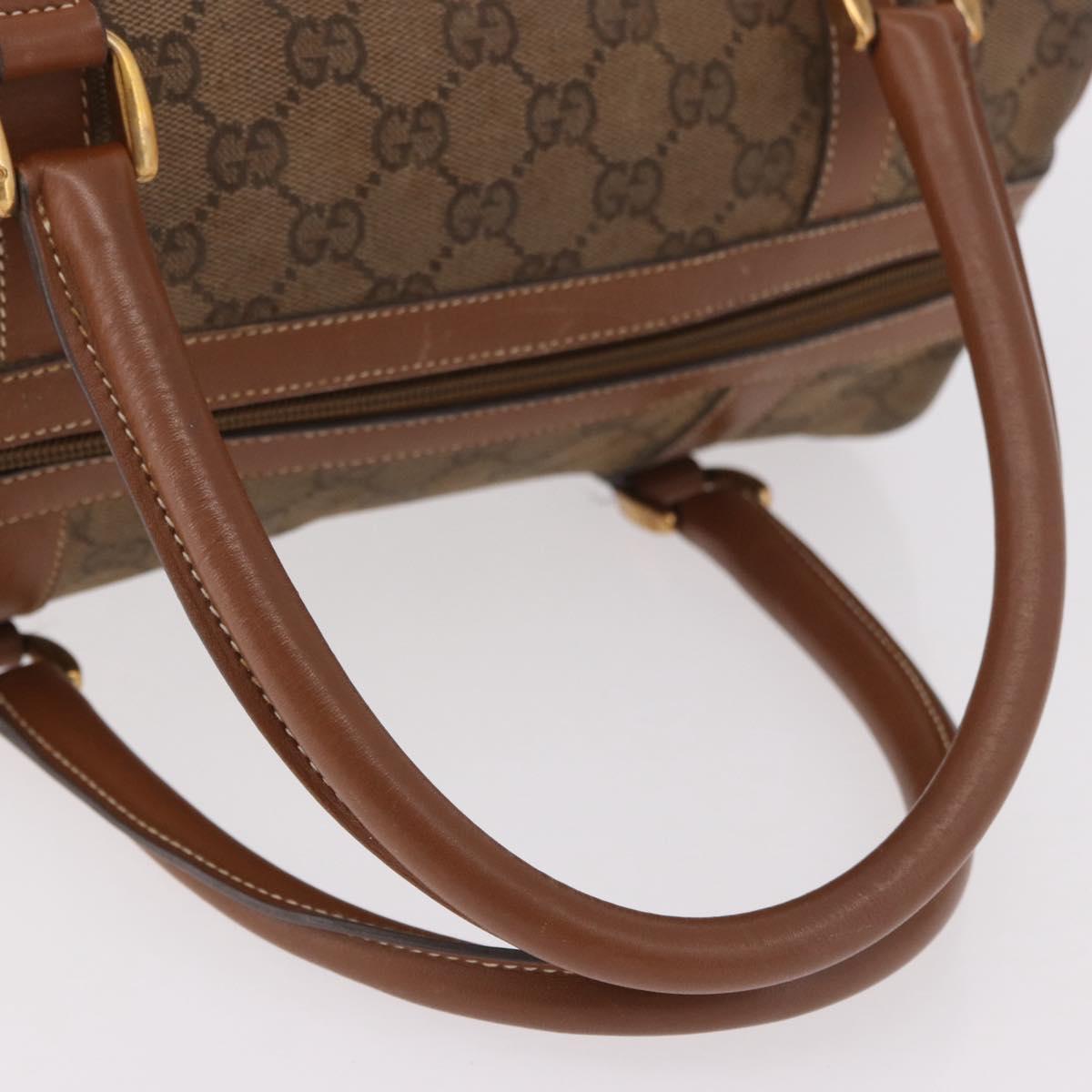 GUCCI GG Canvas Boston Bag Beige Gold Auth ka5051