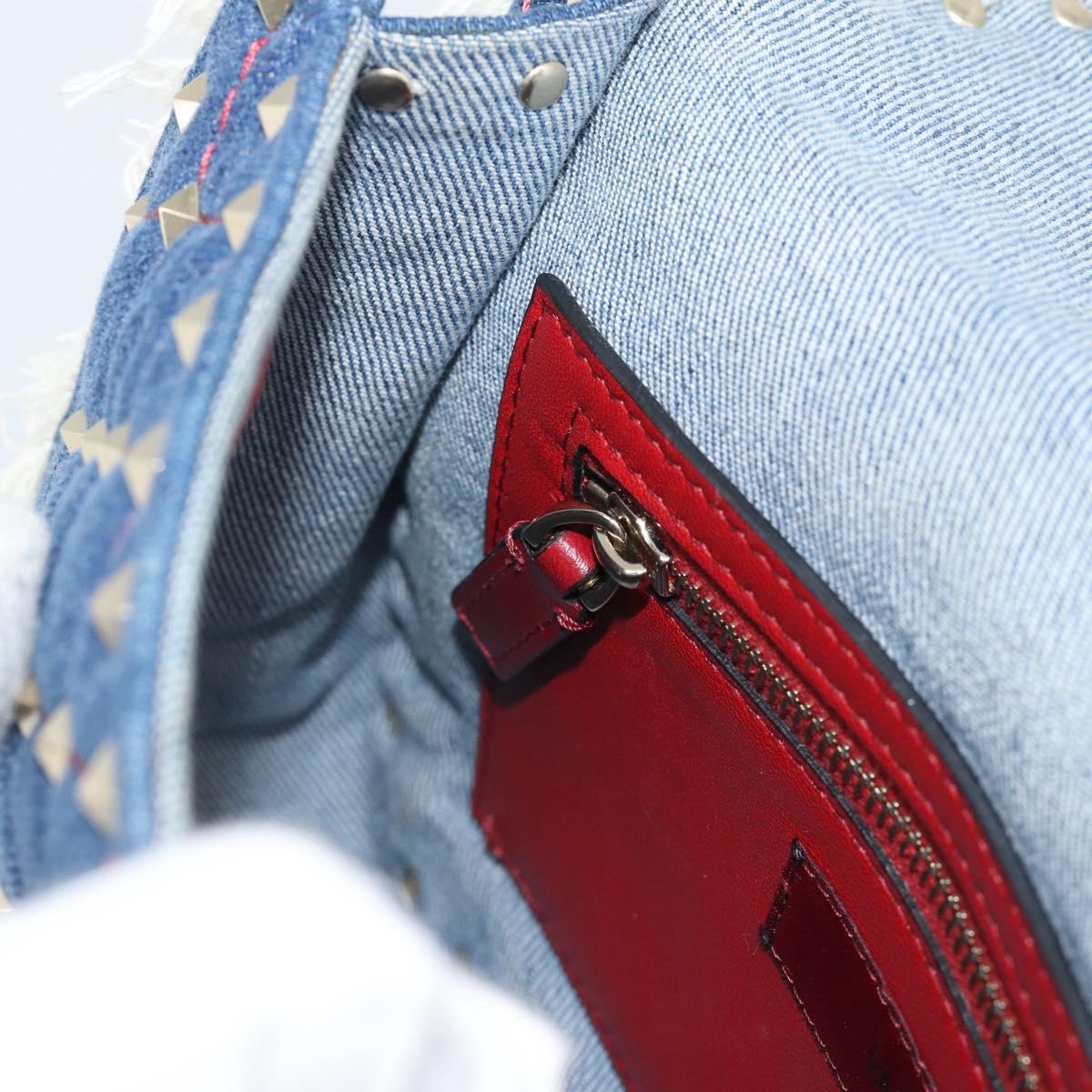 VALENTINO Hand Bag Denim 2way Blue Gold Auth ka5054M