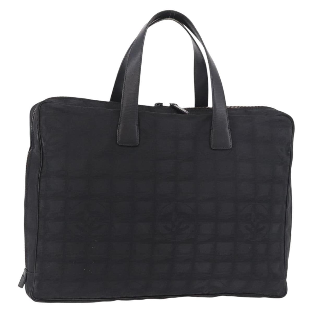 CHANEL New Travel Line Hand Bag Nylon Black CC Auth ka5058
