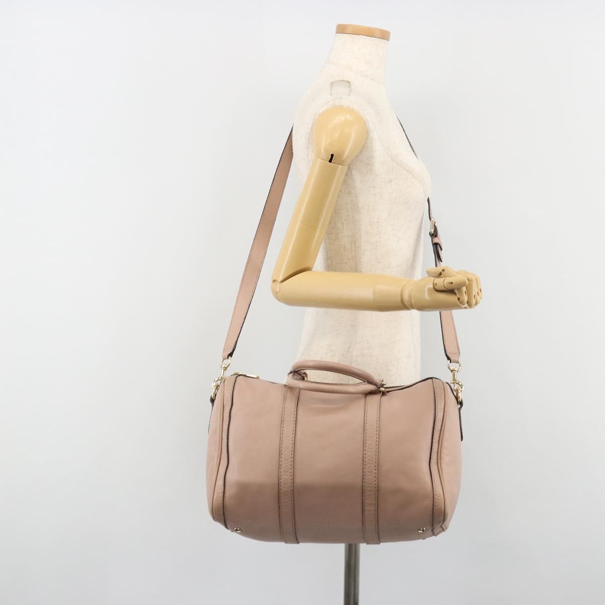 GUCCI Hand Bag Leather 2way Pink Gold 247205 Auth ka5062