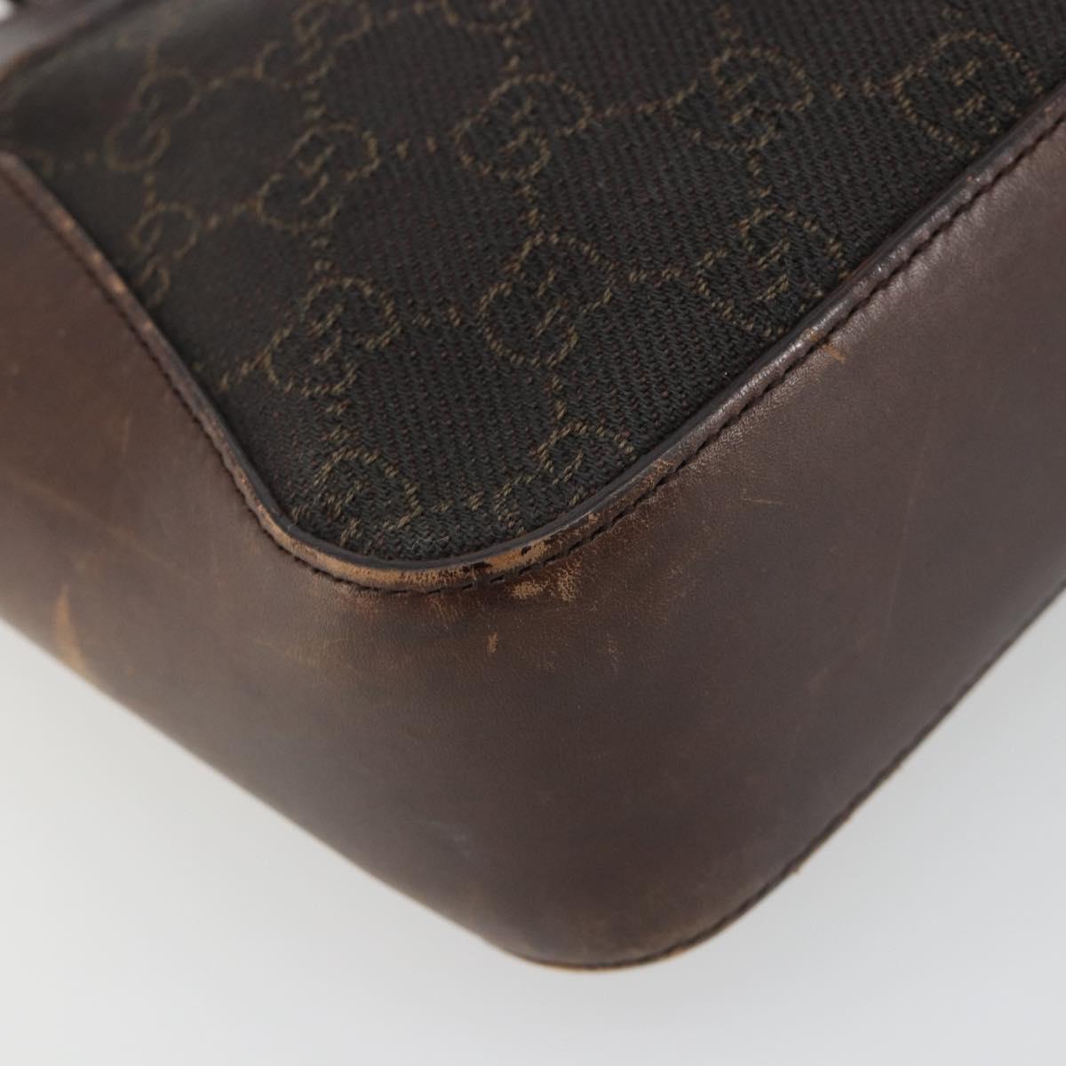 GUCCI GG Canvas Hand Bag Dark Brown Silver 73984 Auth ka5065