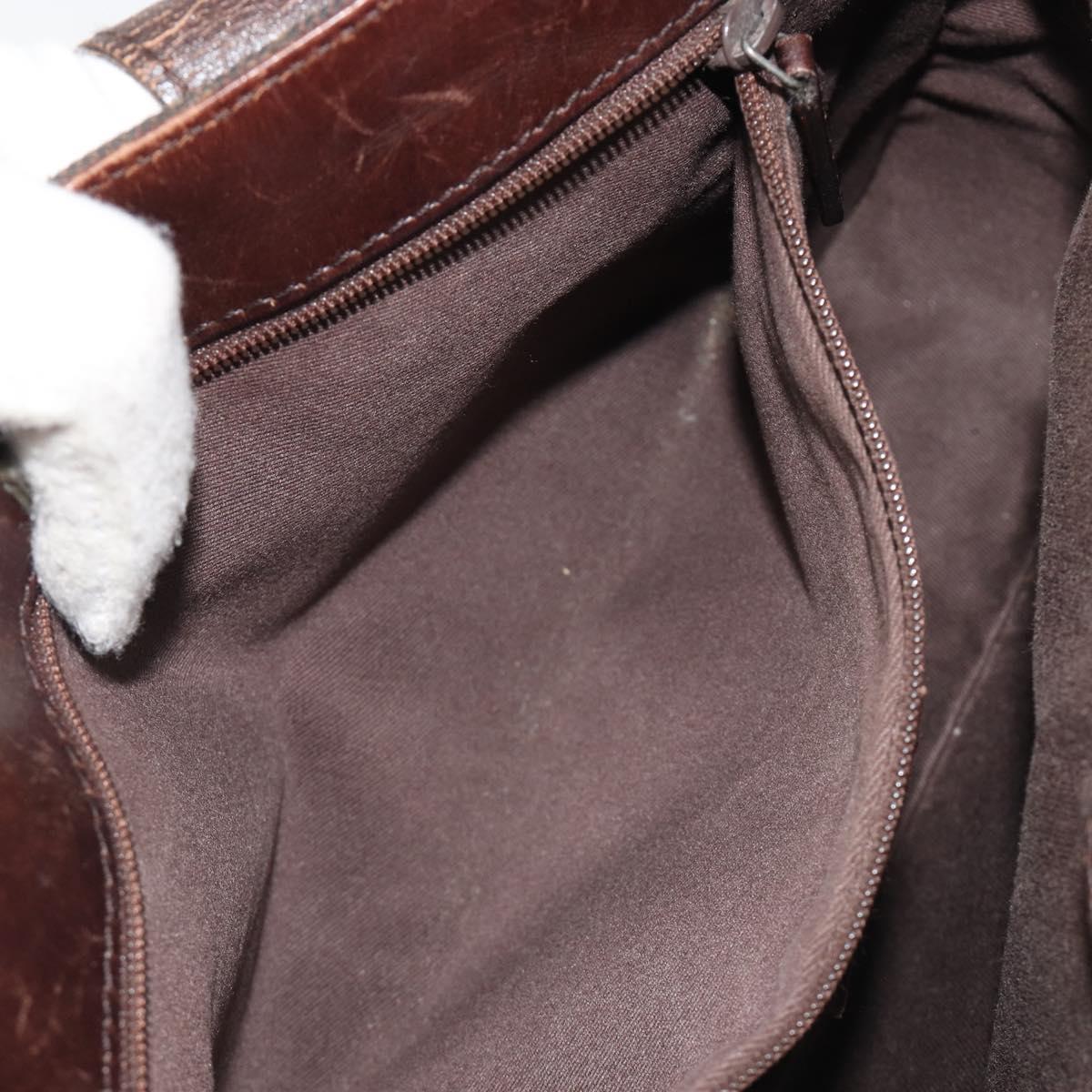 GUCCI GG Canvas Hand Bag Dark Brown Silver 73984 Auth ka5065
