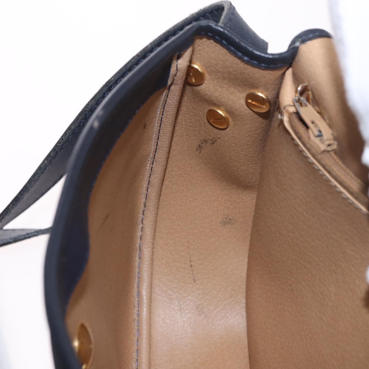 Christian Dior Trotter Canvas Shoulder Bag PVC Navy Gold Auth ka5068