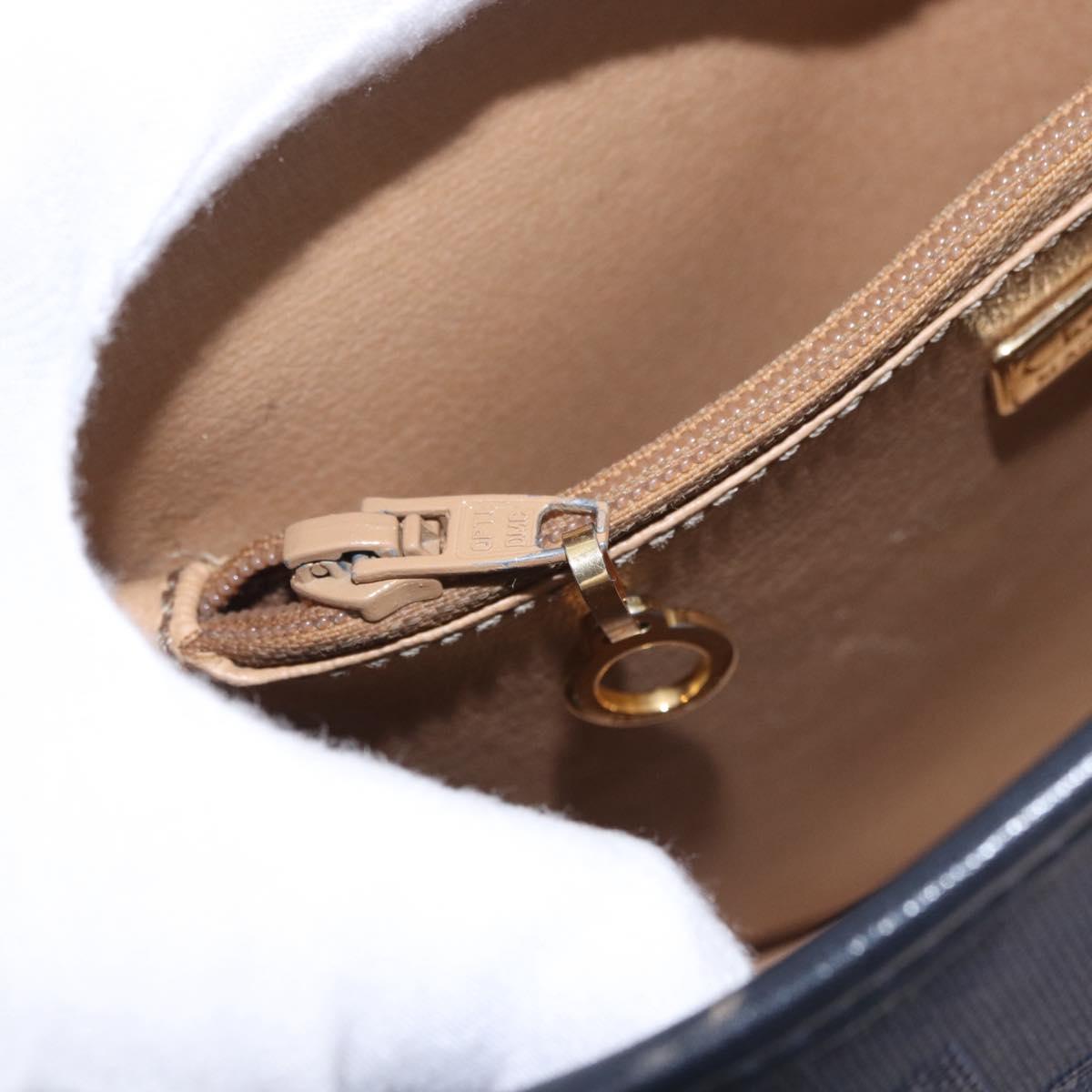 Christian Dior Trotter Canvas Shoulder Bag PVC Navy Gold Auth ka5068