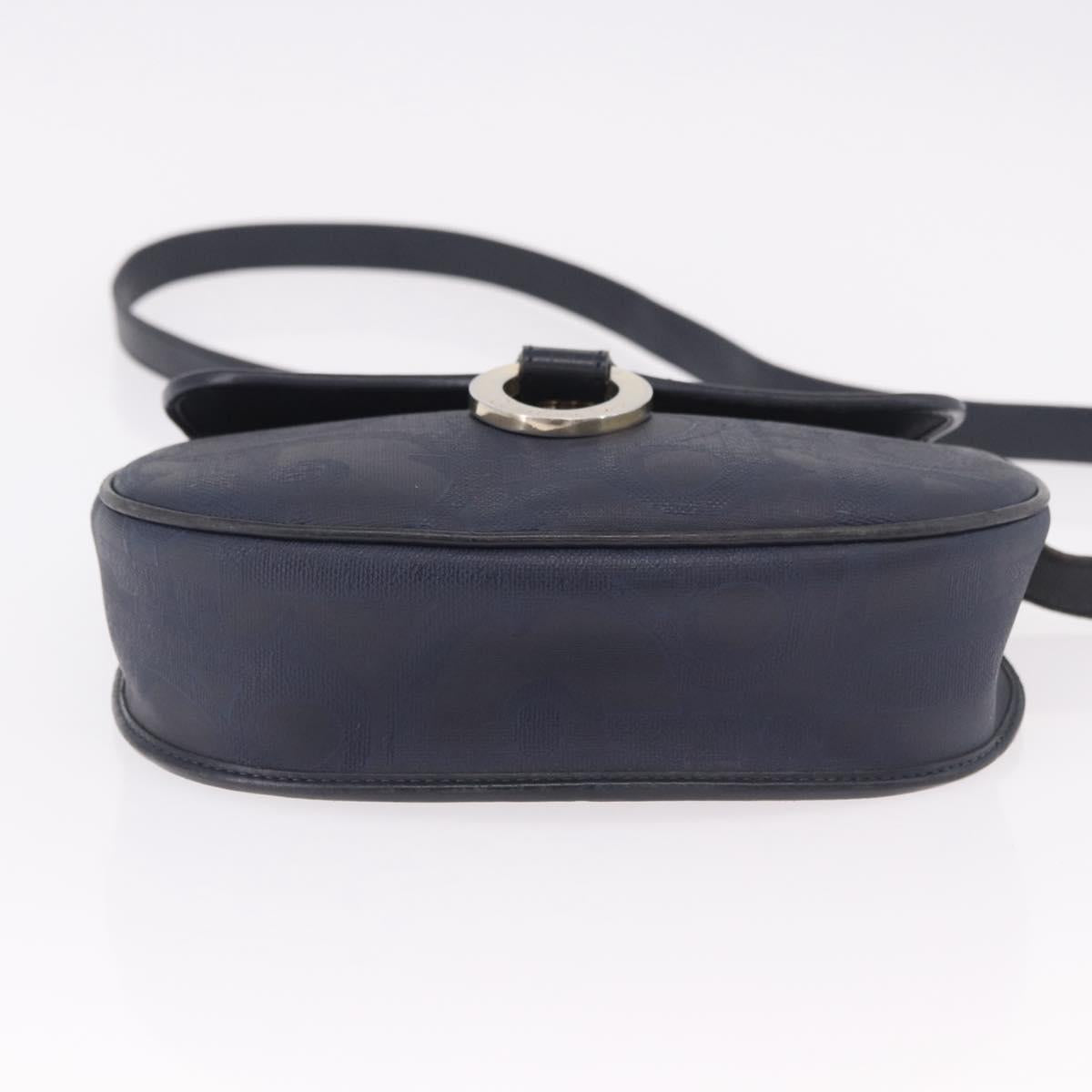 Christian Dior Trotter Canvas Shoulder Bag PVC Navy Gold Auth ka5068