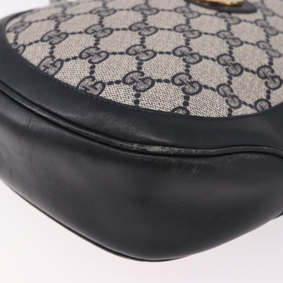 GUCCI GG Supreme Shoulder Bag PVC Navy Gold Auth ka5069