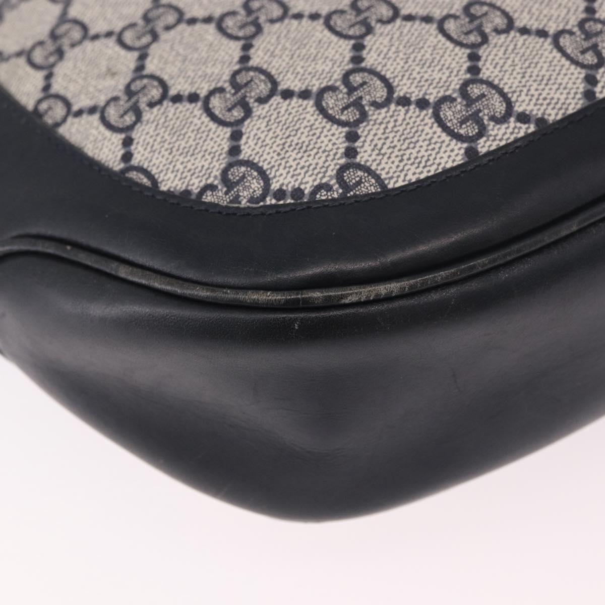 GUCCI GG Supreme Shoulder Bag PVC Navy Gold Auth ka5069