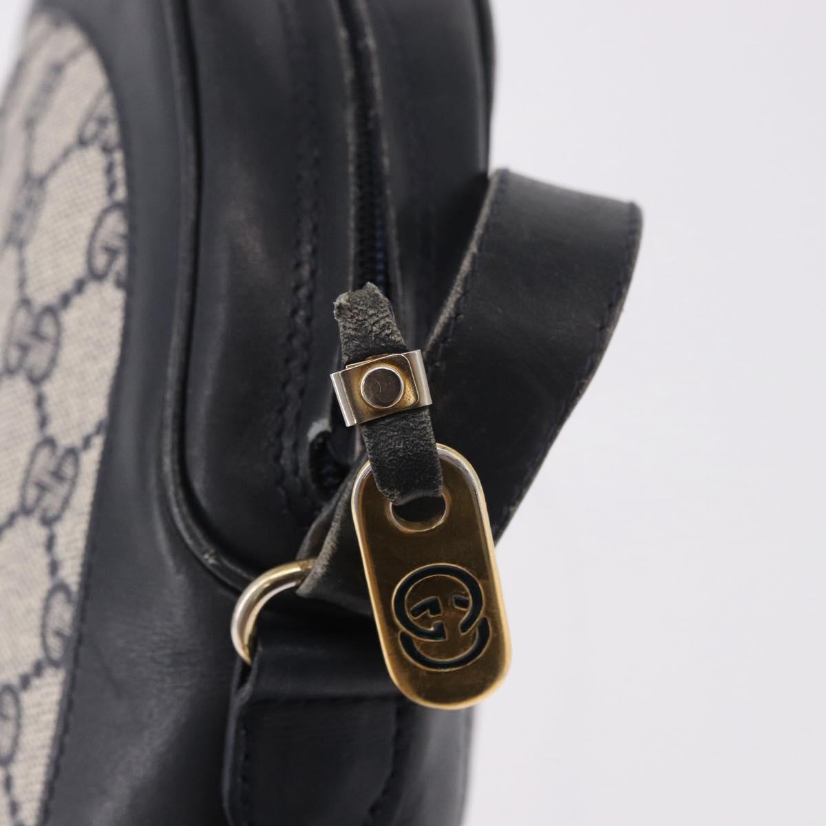 GUCCI GG Supreme Shoulder Bag PVC Navy Gold Auth ka5069