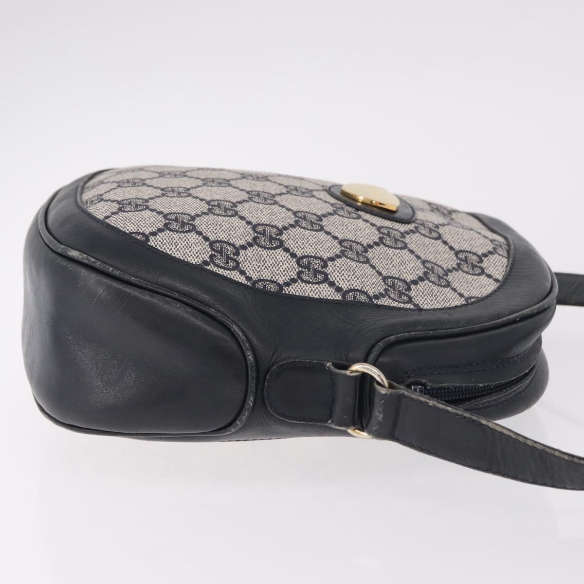GUCCI GG Supreme Shoulder Bag PVC Navy Gold Auth ka5069