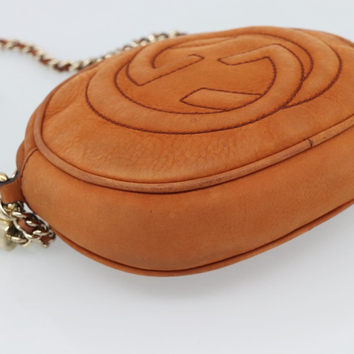 GUCCI Mini Soho Chain Shoulder Bag Leather Brown Gold 353965 Auth ka5070