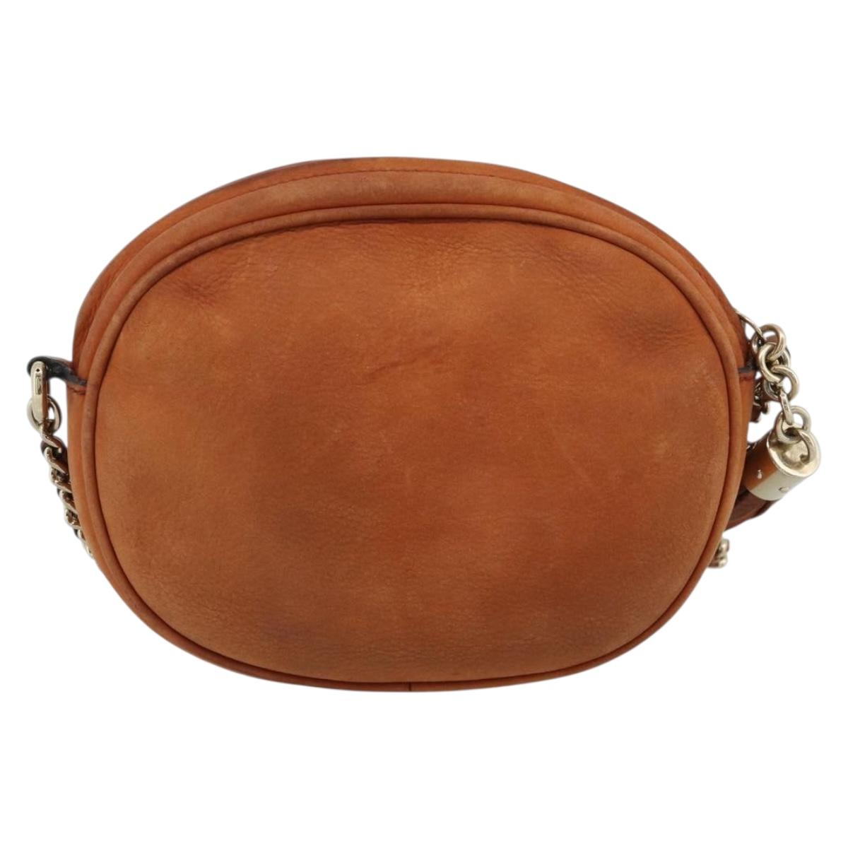GUCCI Mini Soho Chain Shoulder Bag Leather Brown Gold 353965 Auth ka5070