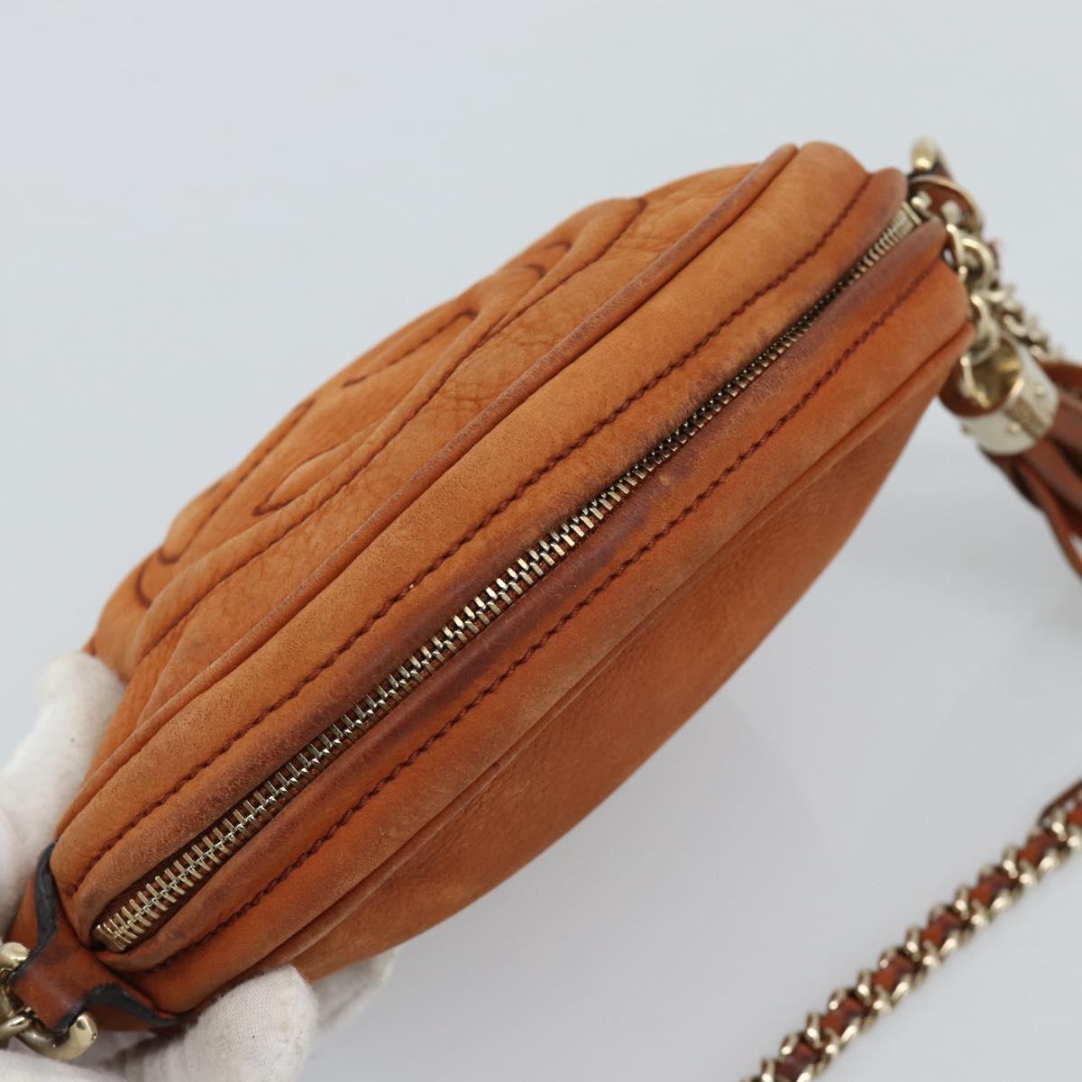 GUCCI Mini Soho Chain Shoulder Bag Leather Brown Gold 353965 Auth ka5070