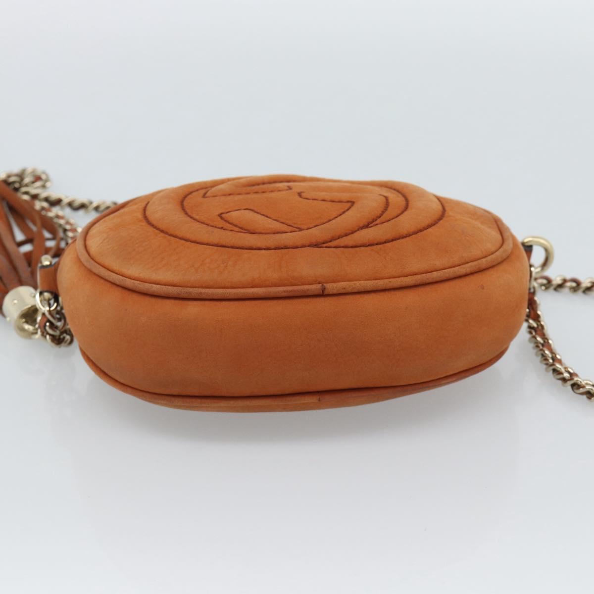 GUCCI Mini Soho Chain Shoulder Bag Leather Brown Gold 353965 Auth ka5070