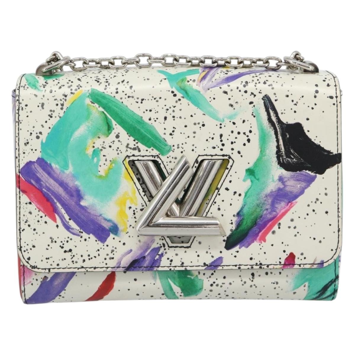 LOUIS VUITTON Twist MM Shoulder Bag Leather White Silver M53857 LV Auth ka5071M