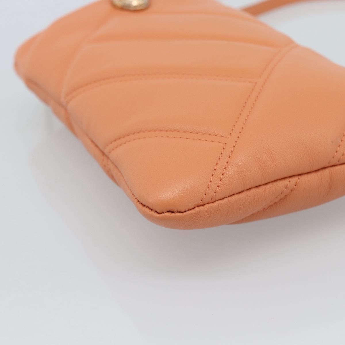 BVLGARI Shoulder Bag Leather Orange Gold Auth ka5074M