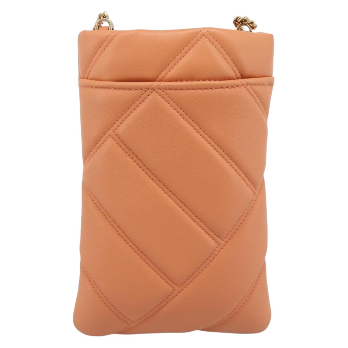 BVLGARI Shoulder Bag Leather Orange Gold Auth ka5074M
