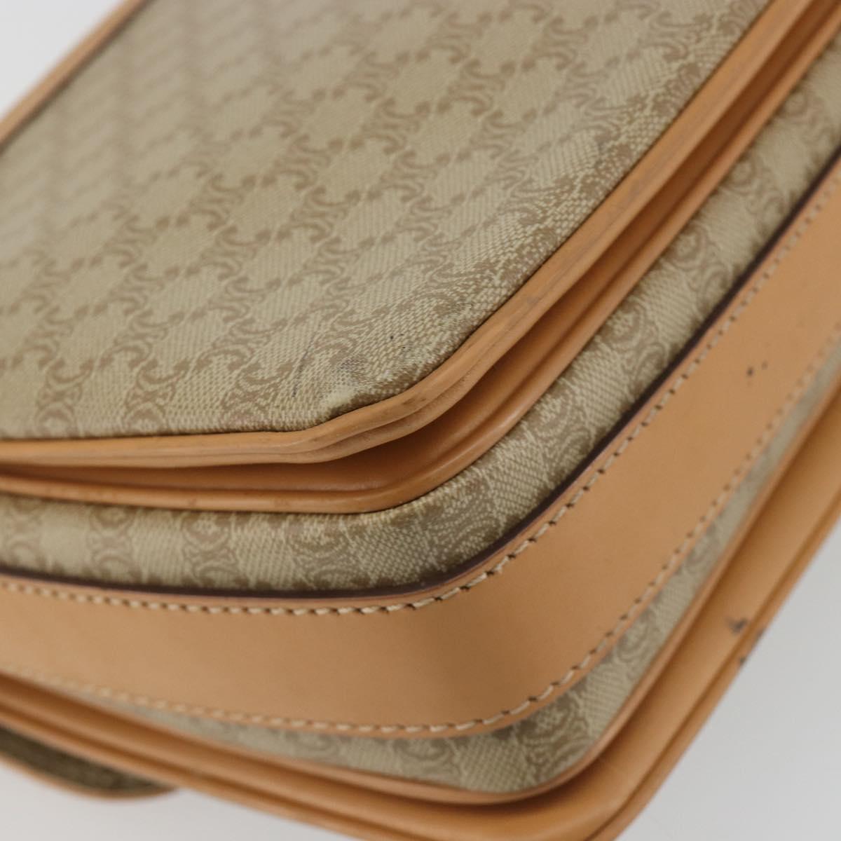 CELINE Macadam Canvas Shoulder Bag PVC Beige Gold Auth ka5075
