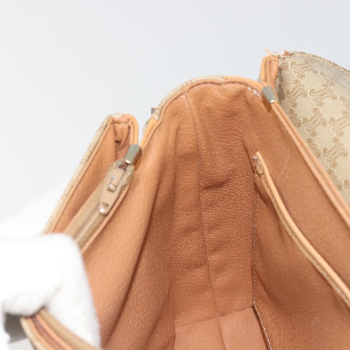 CELINE Macadam Canvas Shoulder Bag PVC Beige Gold Auth ka5075