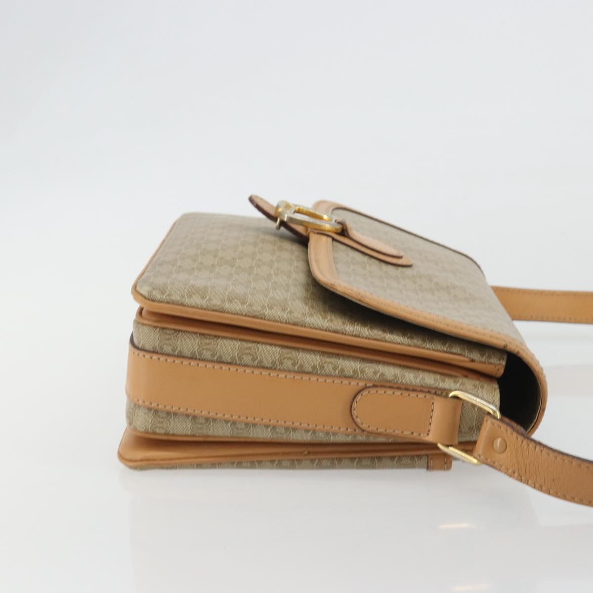 CELINE Macadam Canvas Shoulder Bag PVC Beige Gold Auth ka5075