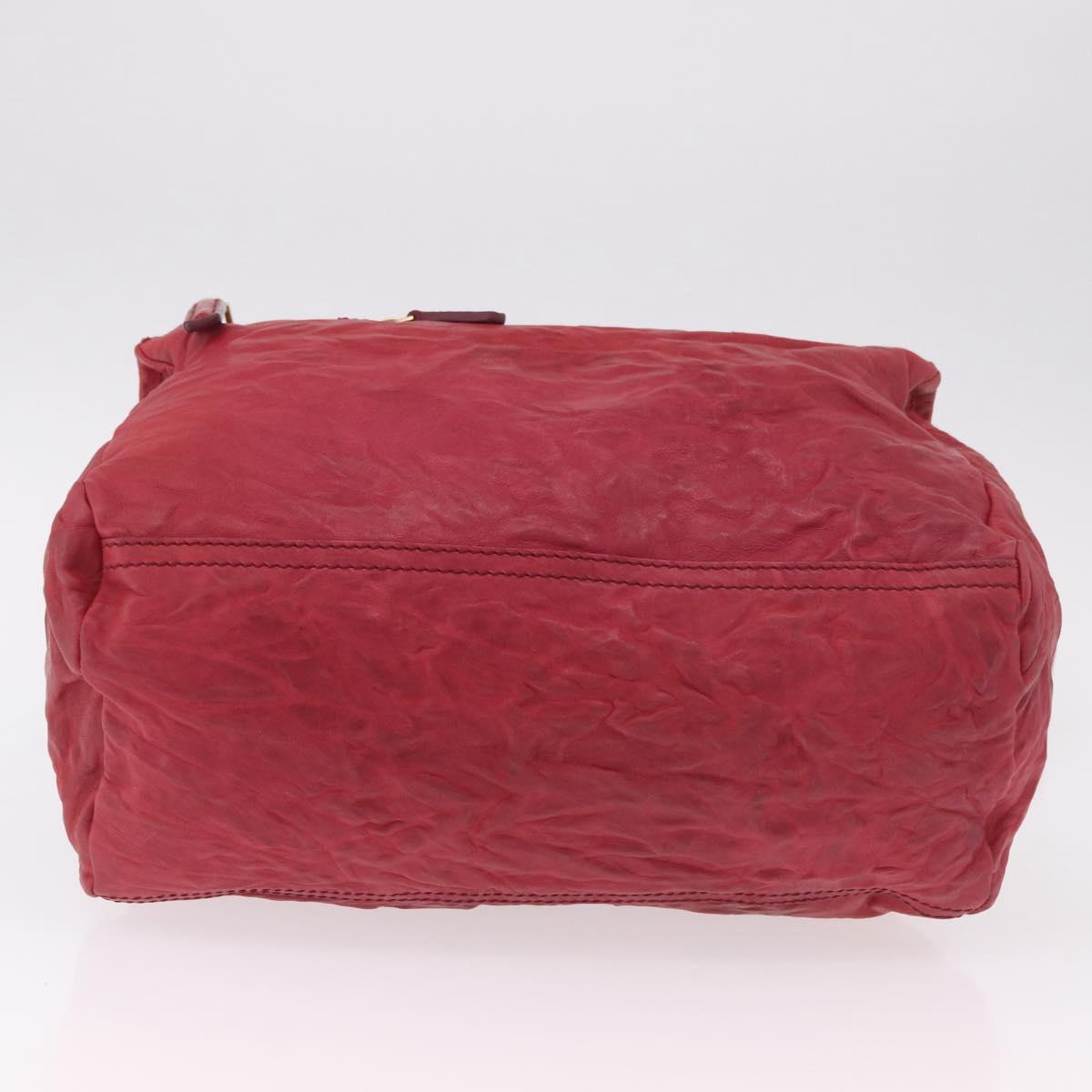 GIVENCHY Tote Bag Leather 2way Red Gold Auth ka5076A