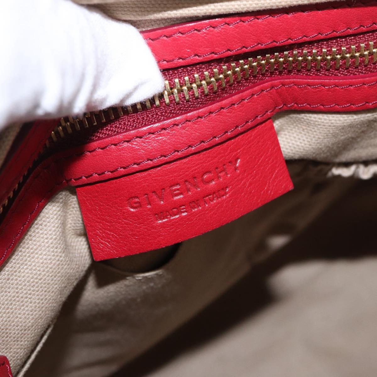 GIVENCHY Tote Bag Leather 2way Red Gold Auth ka5076A