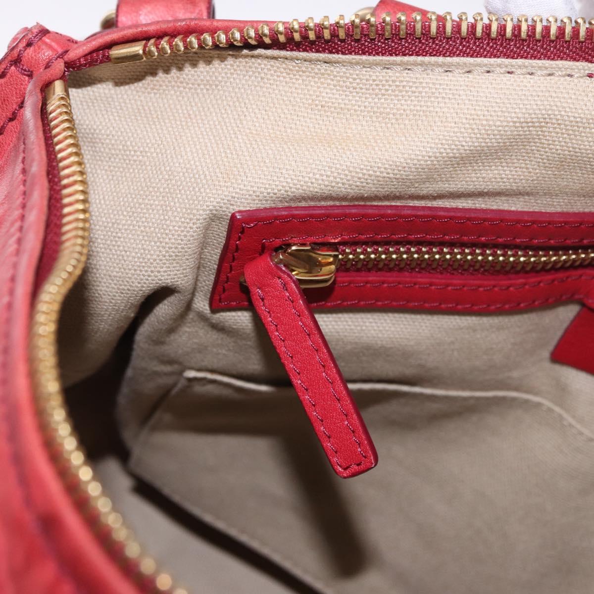 GIVENCHY Tote Bag Leather 2way Red Gold Auth ka5076A