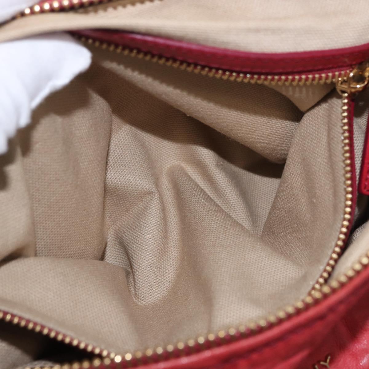 GIVENCHY Tote Bag Leather 2way Red Gold Auth ka5076A