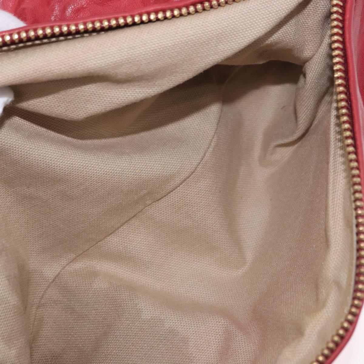 GIVENCHY Tote Bag Leather 2way Red Gold Auth ka5076A