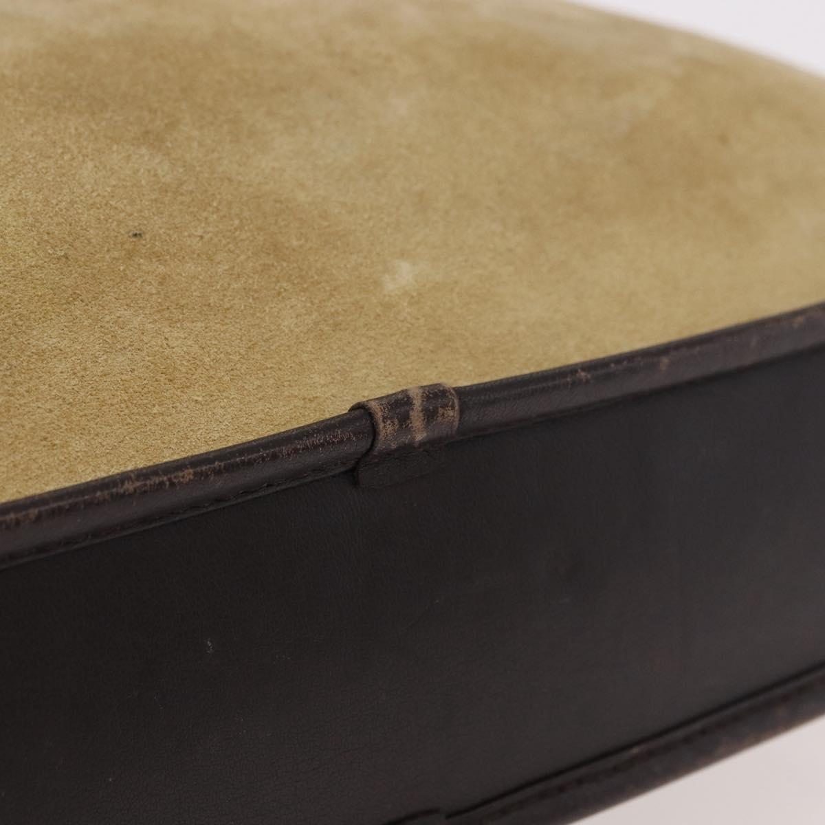 LOEWE Anagram Hand Bag Suede Beige Gold Auth ka5077