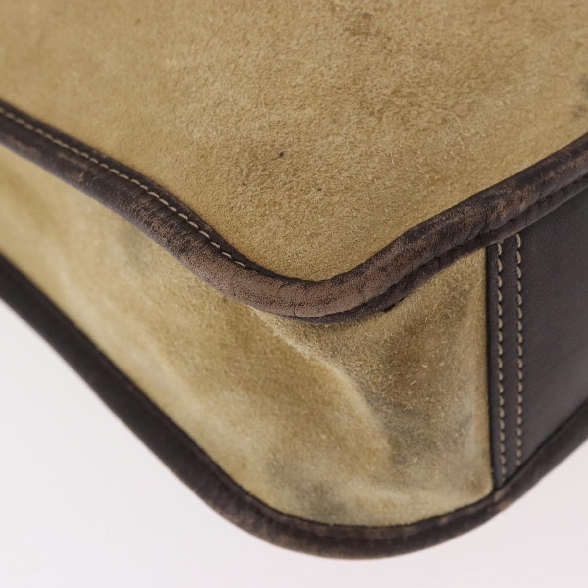 LOEWE Anagram Hand Bag Suede Beige Gold Auth ka5077