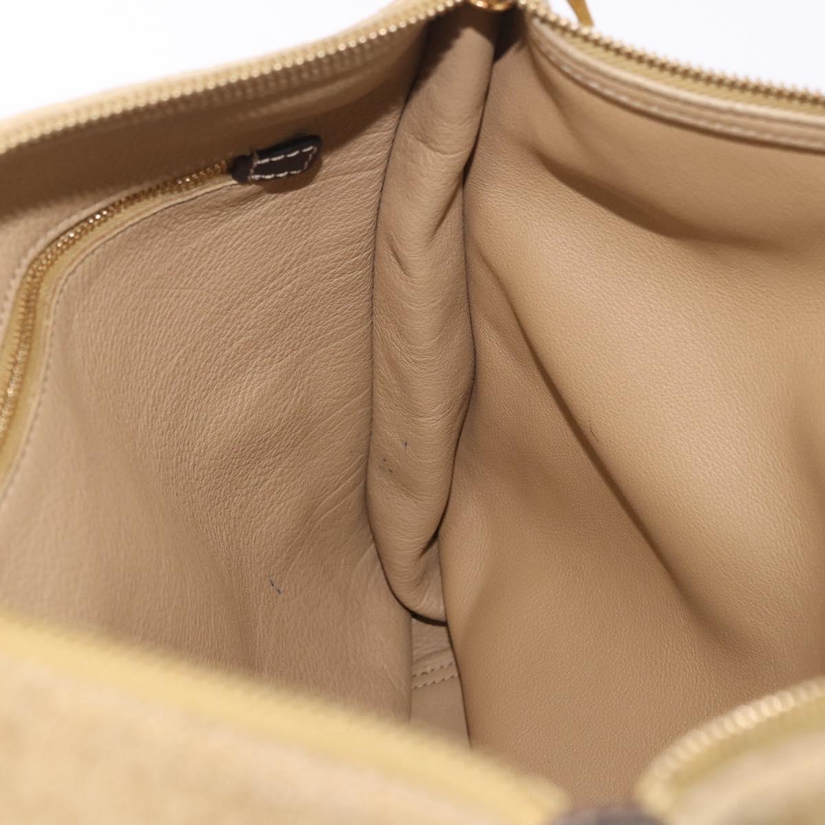 LOEWE Anagram Hand Bag Suede Beige Gold Auth ka5077