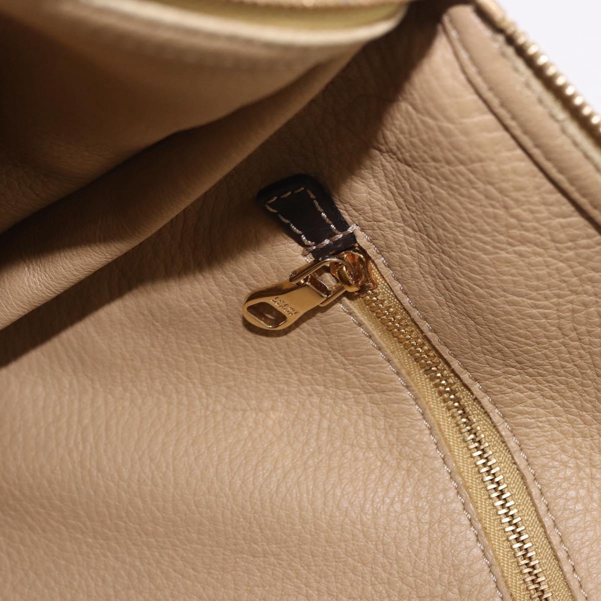 LOEWE Anagram Hand Bag Suede Beige Gold Auth ka5077