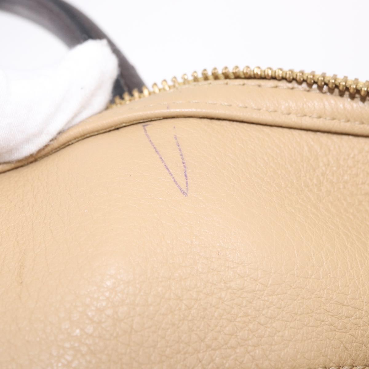 LOEWE Anagram Hand Bag Suede Beige Gold Auth ka5077