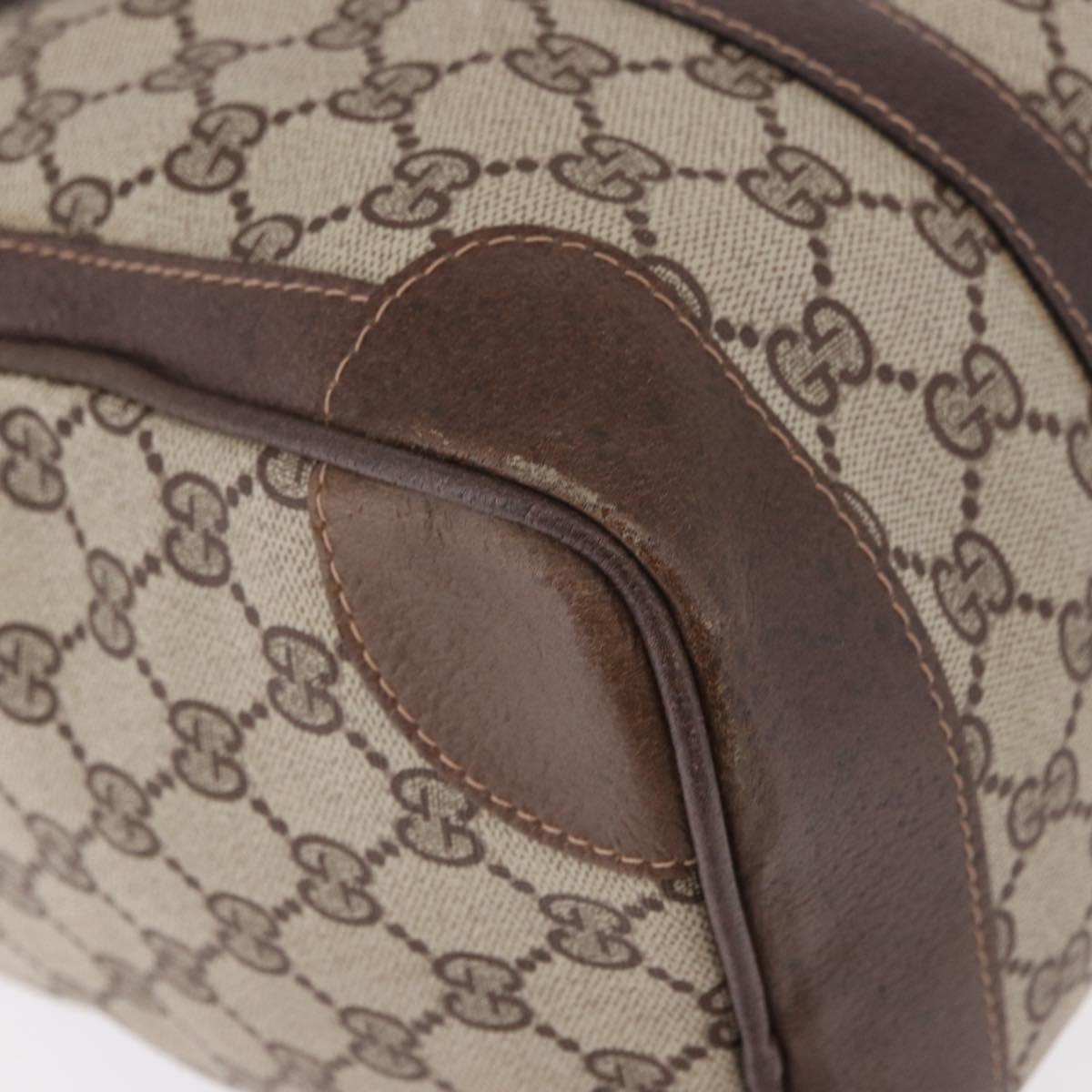 GUCCI GG Supreme Web Sherry Line Boston Bag PVC Beige Gold Auth ka5081
